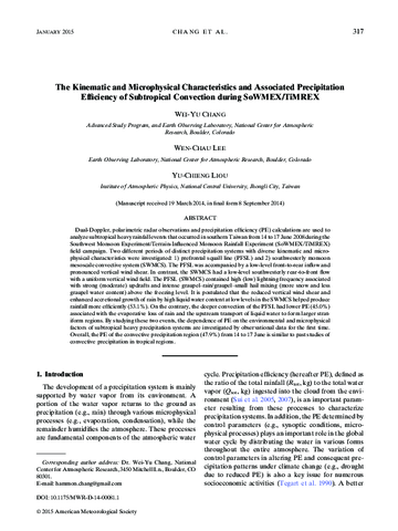 The kinematic and microphysical characteristics and associated precipitation efficiency of subtropical convection during SoWMEX/TiMREX