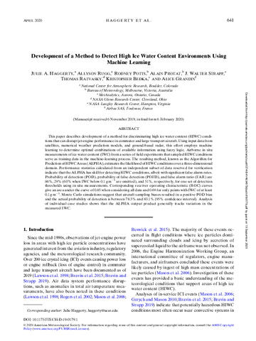 Development of a method to detect high ice water content environments using machine learning