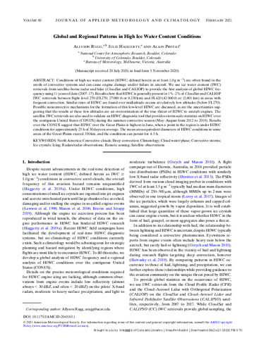 Global and regional patterns in high ice water content conditions