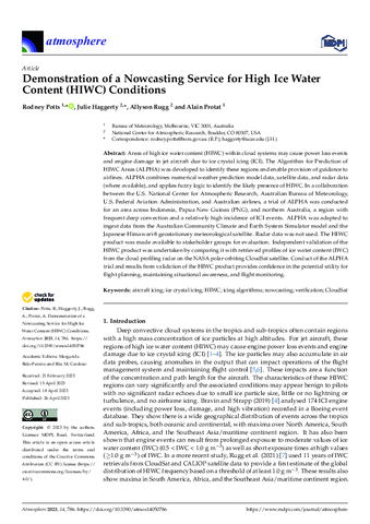 Demonstration of a nowcasting service for High Ice Water Content (HIWC) conditions