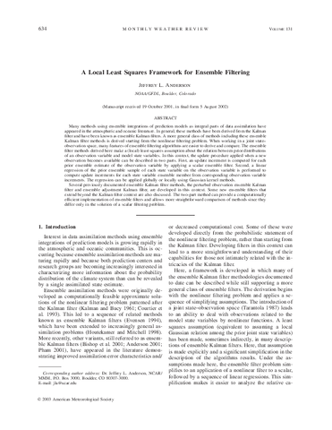 A local least squares framework for ensemble filtering