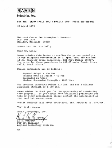 Correspondence, K.L. TeKrony to Vin Lally