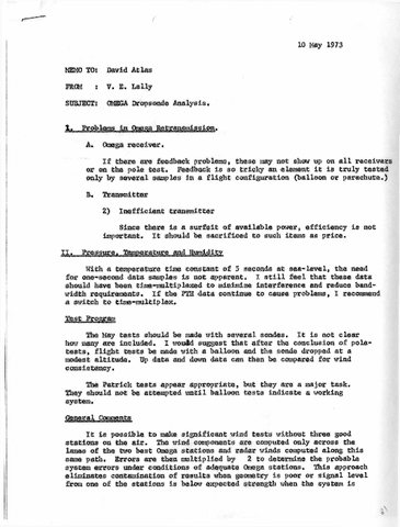 Memo, V. E. Lally to David Atlas