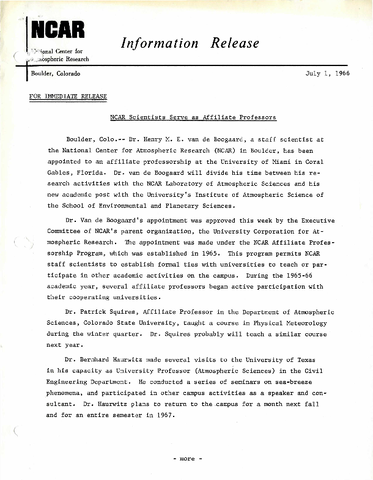 NCAR scientists serve as affiliate professors