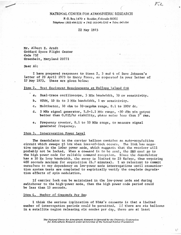 Correspondence, Michael L. Olson to Albert E. Arndt