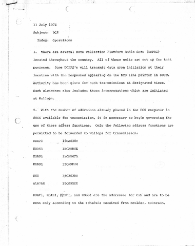Memo, DCS prepared by M. Nelson