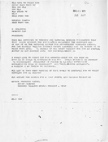 Telex, Brewster Rickel to Deloffre