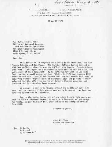 Correspondence, John W. Firor to Daniel Hunt