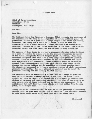 Correspondence, John C. Warren to Chief of Naval Operations