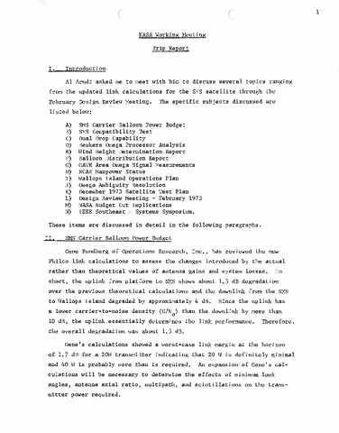 Trip Report, NASA Working Meeting