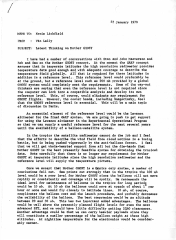 Memo, Vin Lally to Ernie Lichfield