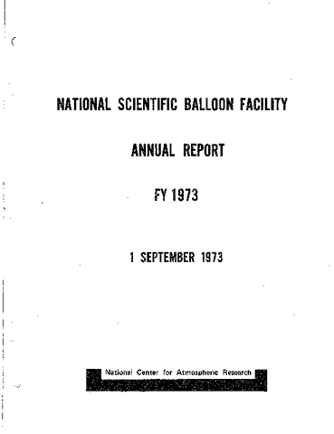 National Scientific Balloon Facility Annual Report FY 1973