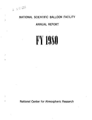 National Scientific Balloon Facility Annual Report FY 1980