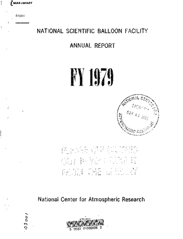 National Scientific Balloon Facility Annual Report FY 1979