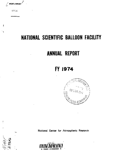 National Scientific Balloon Facility Annual Report FY 1974