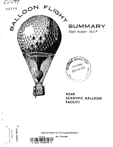 Balloon flight summary, flight number 562-P