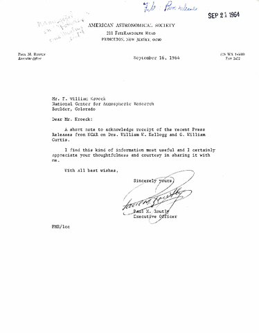 Correspondence, P.M. Routly to F.W. Kroeck