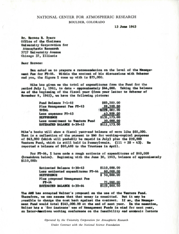 Correspondence, Robert J. Low to Horace R. Byers