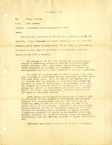 Correspondence, Recommended consulting policy at NCAR