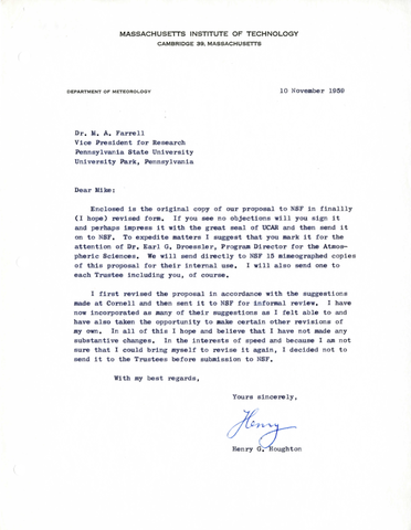 Correspondence, Henry G. Houghton to M. A. Farrell