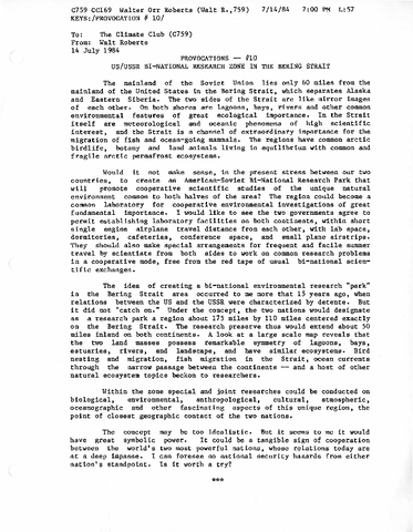 Provocations #10: US/USSR bi-national research zone in the Bering Strait