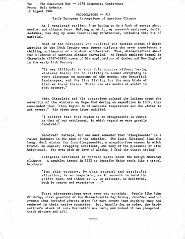 Provocations #14: Early European perceptions of American climate