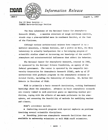 NCAR overview