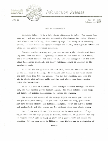 Hail research - 1970