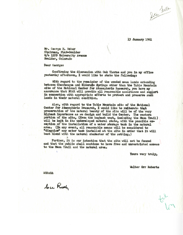 Correspondence from Plan-Boulder to Walter Orr Roberts