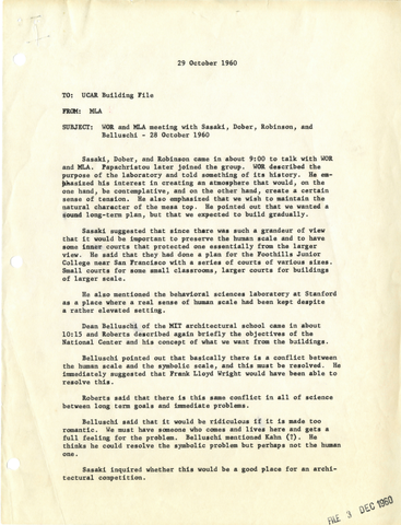 Summary of meeting among Dr. Roberts and Mary Andrews and consultants