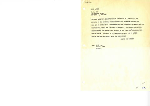 Correspondence, Walter Orr Roberts to I.M. Pei