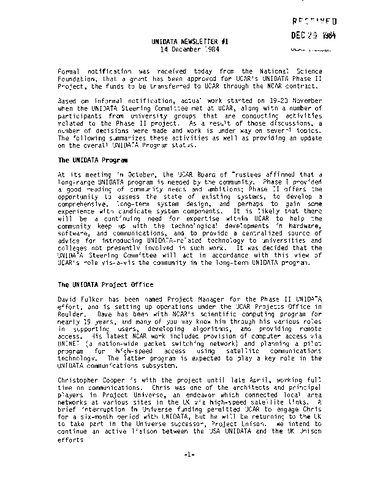 UNIDATA Newsletter #1