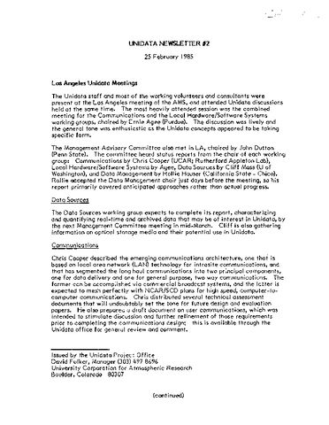 UNIDATA Newsletter #2