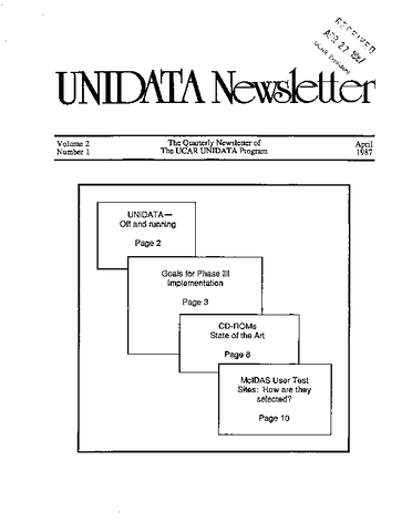 UNIDATA Newsletter Volume 2 Number 1