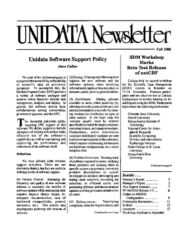 UNIDATA Newsletter Fall 1988