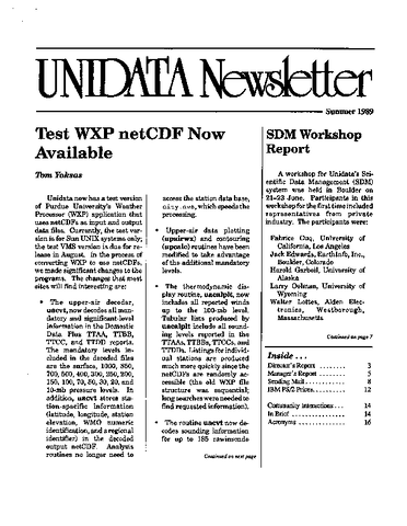 UNIDATA Newsletter Summer 1989