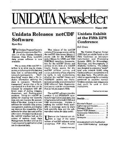 UNIDATA Newsletter Winter 1989