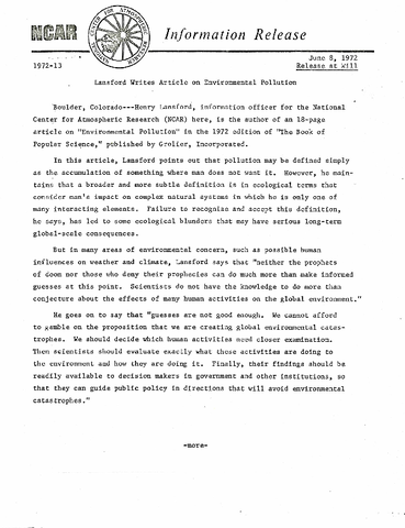 Lansford writes article on environmental pollution