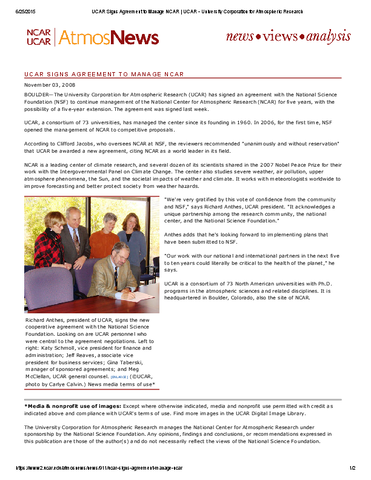UCAR signs agreement to manage NCAR