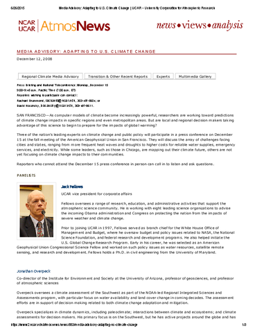 Media advisory: Adapting to U.S. climate change