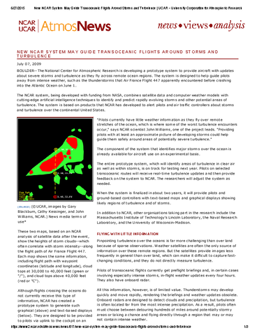 New NCAR system may guide transoceanic flights around storms and turbulence