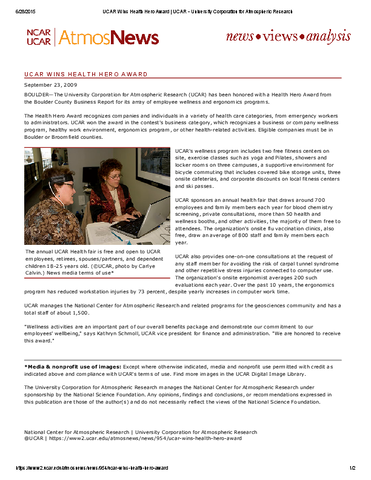 UCAR wins health hero award