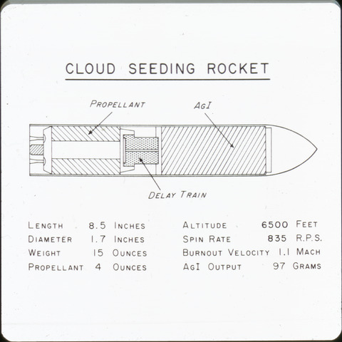 Photograph, National Hail Research Experiment cloud seeding rocket