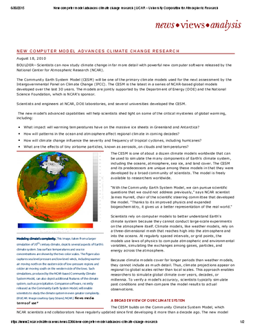 New computer model advances climate change research