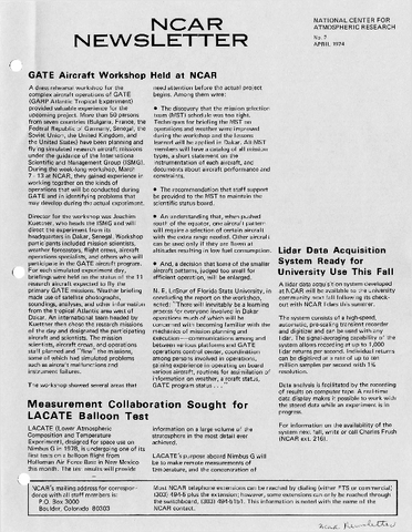 NCAR Newsletter No. 2