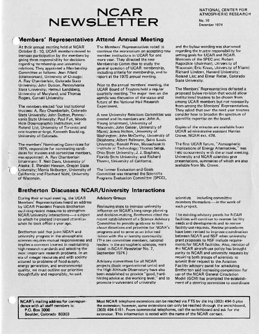 NCAR Newsletter No. 10