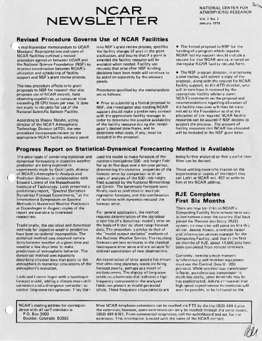 NCAR Newsletter Vol. 2 No. 1
