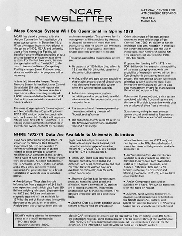 NCAR Newsletter Vol. 2 No. 3