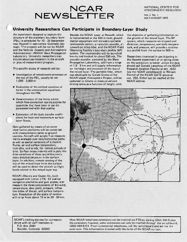NCAR Newsletter Vol. 2 No. 7