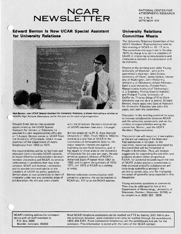 NCAR Newsletter Vol. 2 No. 8